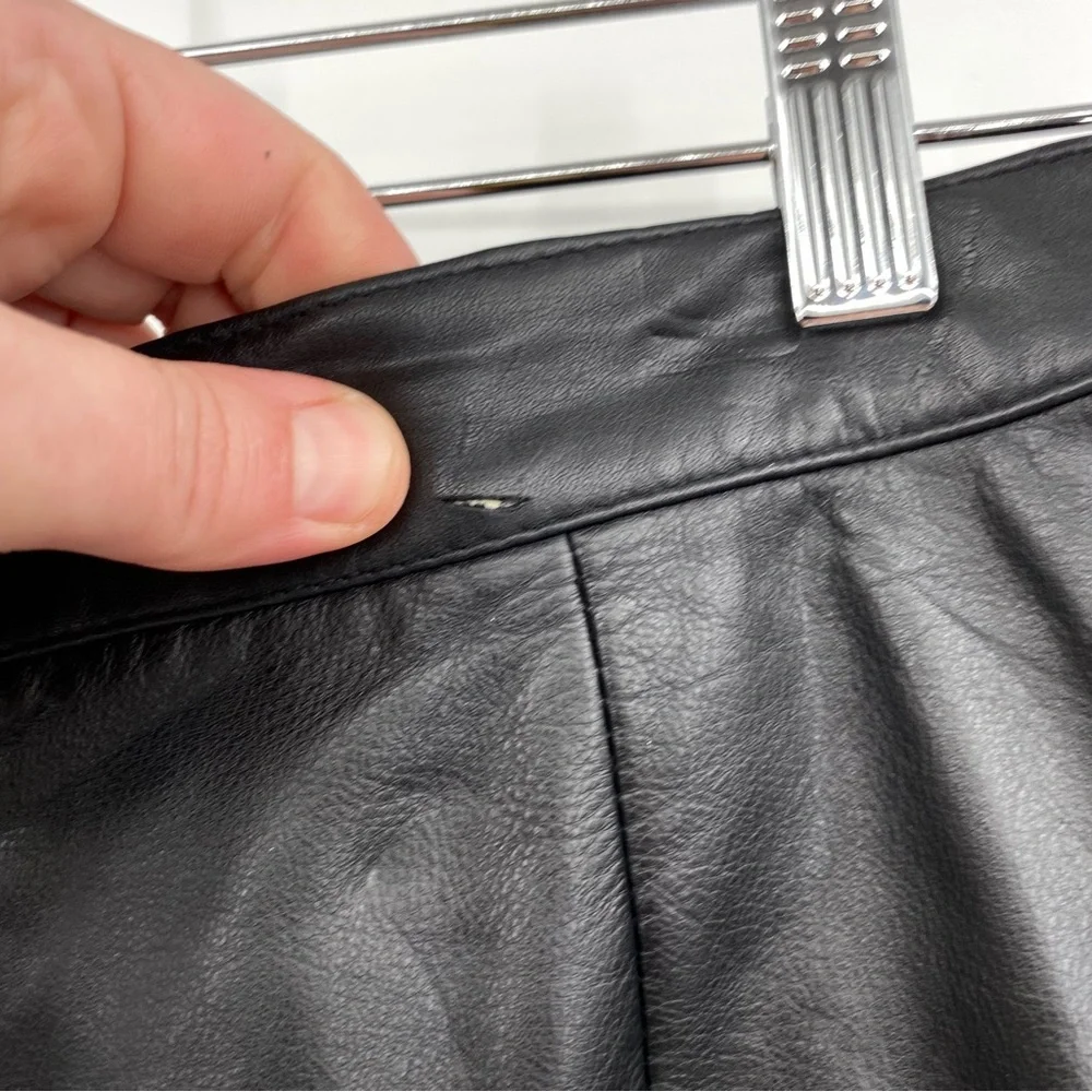 Tangu Vintage 80s Leather Skirt Size 9/10 Black Pencil Mobwife Goth Dance Snap‎
